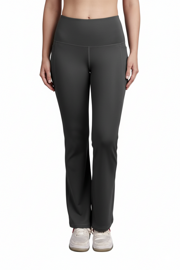 Flared Yoga Leggings (Bio-Poly Edition) (Coal Grey)