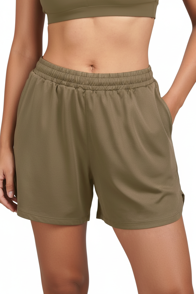 Bio Active Shorts – EcoCiclo™ Biodegradable Polyester (Sage Green)