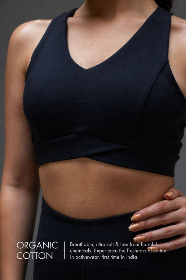 Organic Cotton Max Support Sports Bra (Midnight Navy)