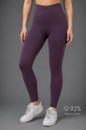 Organic Cotton High-Waist Leggings (Plum)