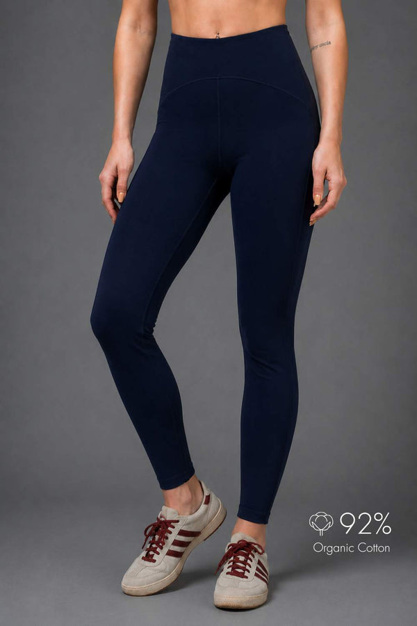 Organic Cotton Full Coverage Bra and High Waist Leggings Set (Midnight Navy)