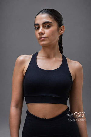 Organic Cotton Full Coverage Bra and High Waist Leggings Set (Midnight Navy)