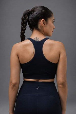 Organic Cotton Full Coverage Bra and High Waist Leggings Set (Midnight Navy)