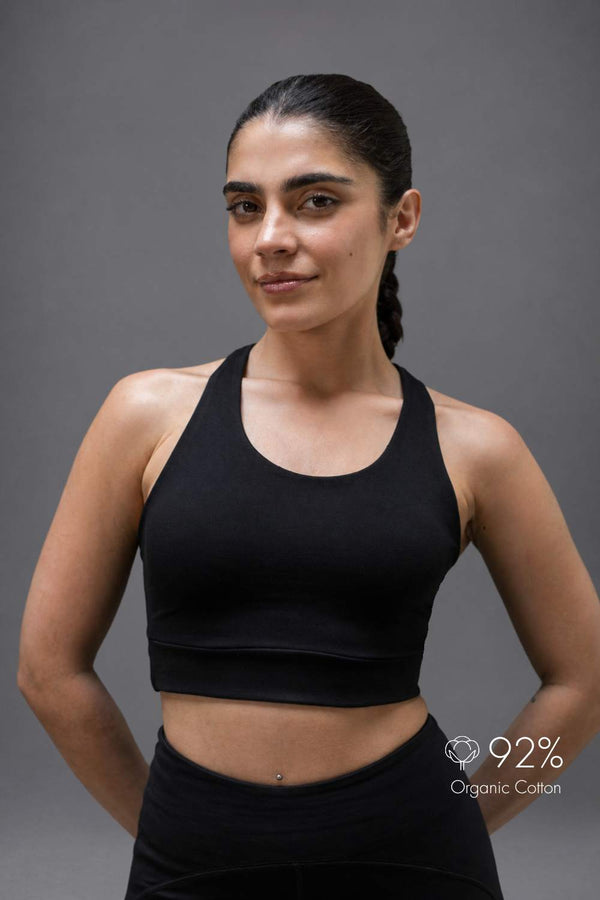 Organic Cotton Full Coverage Bra and High Waist Leggings Set (Carbon Black)