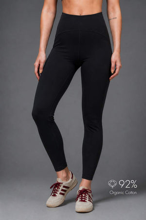 Organic Cotton Full Coverage Bra and High Waist Leggings Set (Carbon Black)