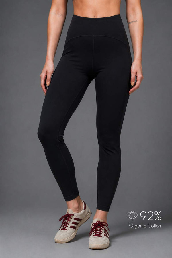 Organic Cotton Full Coverage Bra and High Waist Leggings Set (Carbon Black)