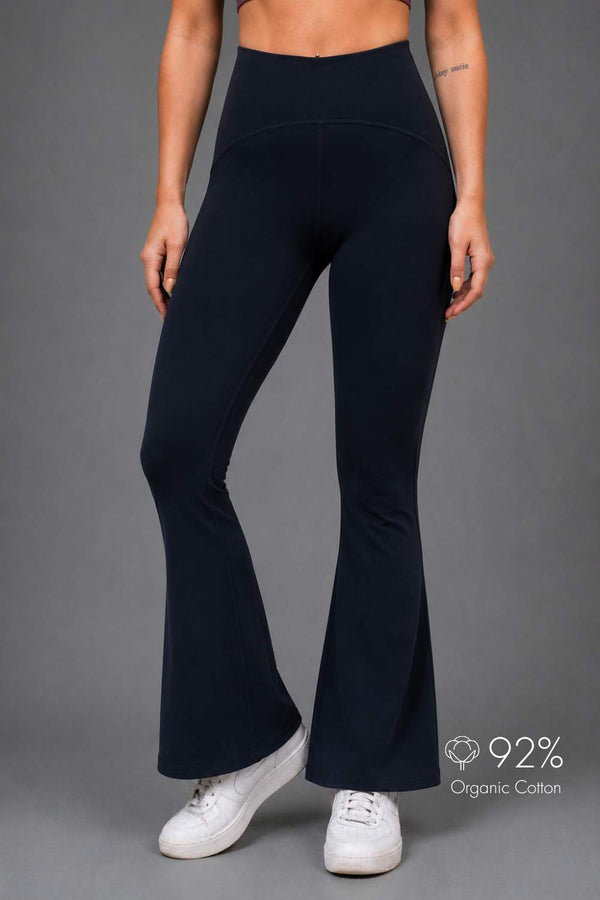 Organic Cotton Max Support Bra and Flared Leggings Set (Midnight Navy)