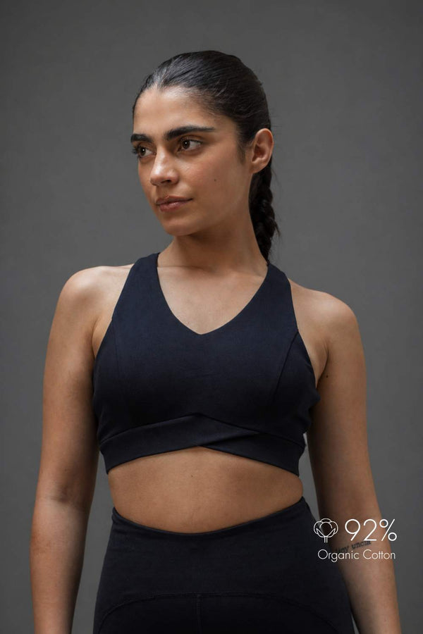 Organic Cotton Max Support Bra and Flared Leggings Set (Midnight Navy)
