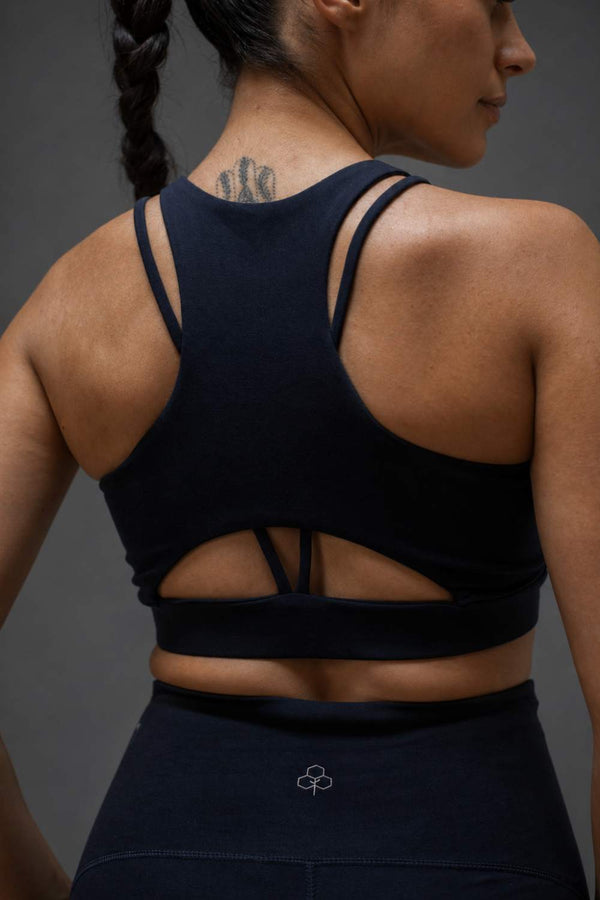Organic Cotton Max Support Bra and Flared Leggings Set (Midnight Navy)
