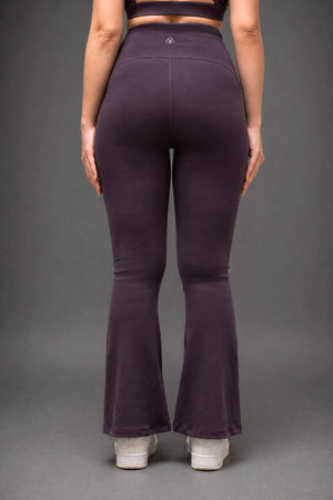 Organic Cotton Max Support Bra and Flared Leggings Set (Plum)
