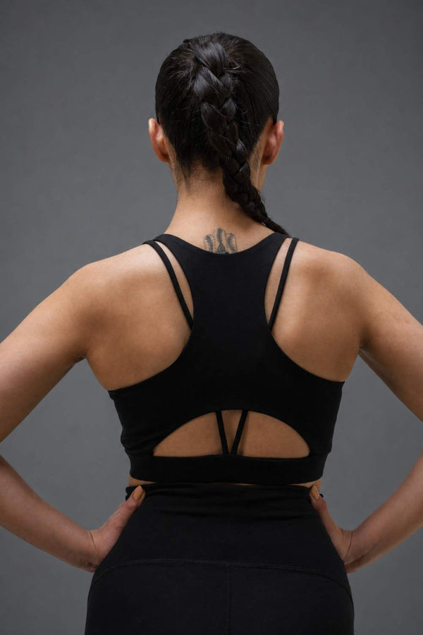 Organic Cotton Max Support Bra and Flared Leggings Set (Carbon Black)