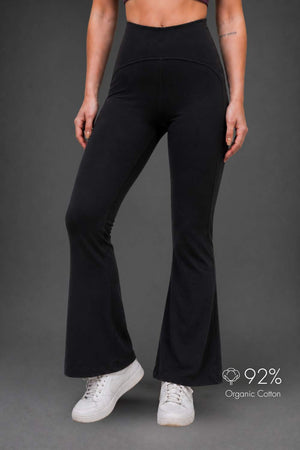 Organic Cotton Max Support Bra and Flared Leggings Set (Carbon Black)