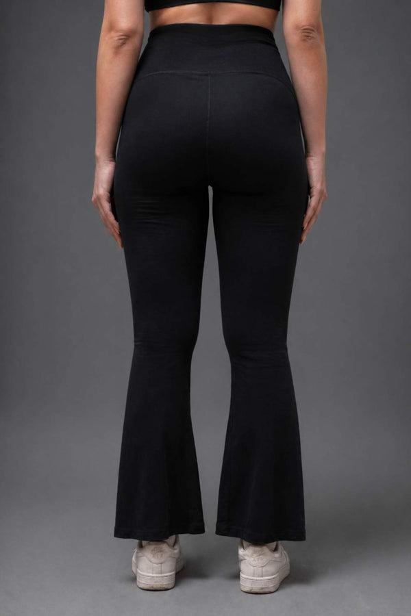 Organic Cotton Max Support Bra and Flared Leggings Set (Carbon Black)