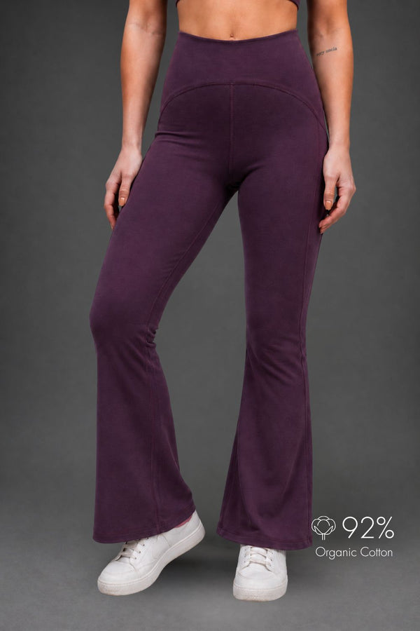 Organic Cotton Flared Training Leggings (Plum)