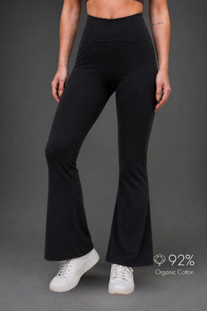 Organic Cotton Flared Training Leggings (Carbon Black)