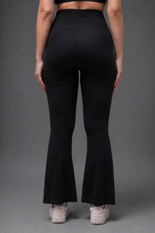 Organic Cotton Flared Training Leggings (Carbon Black)