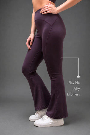 Organic Cotton Flared Training Leggings (Plum)