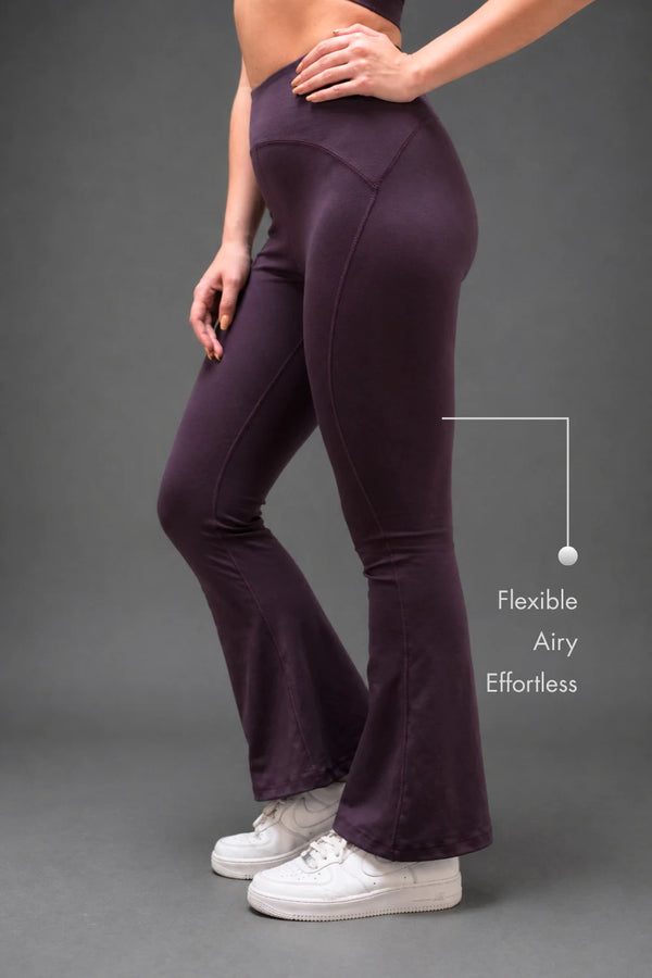 Organic Cotton Flared Training Leggings (Plum)