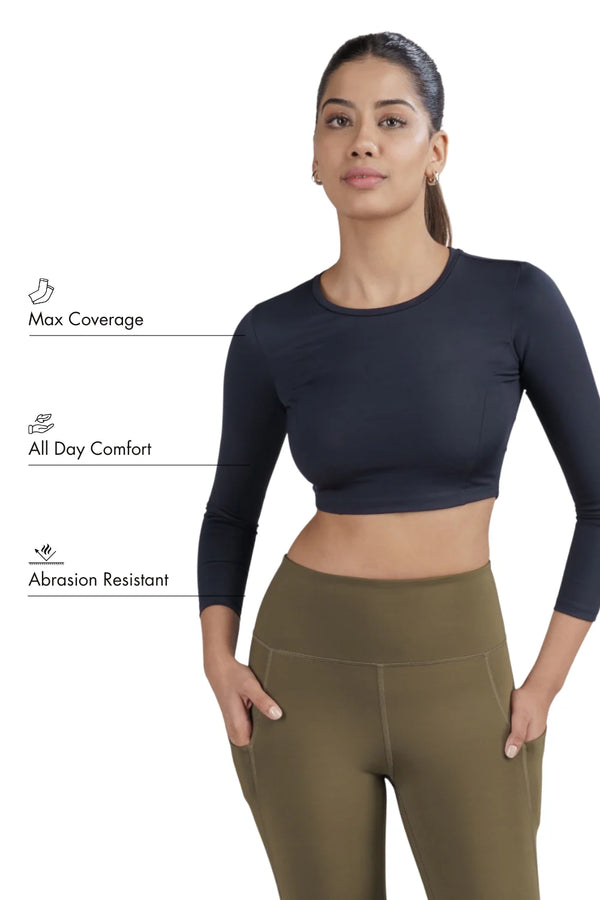 Cropped Active Tee (Midnight Navy)