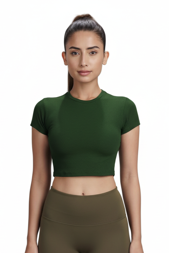 Bamboo Crop Top (Pine Green)
