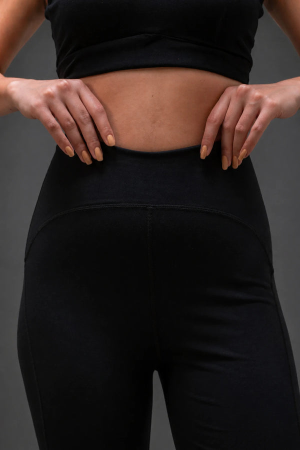 Organic Cotton Flared Training Leggings (Carbon Black)