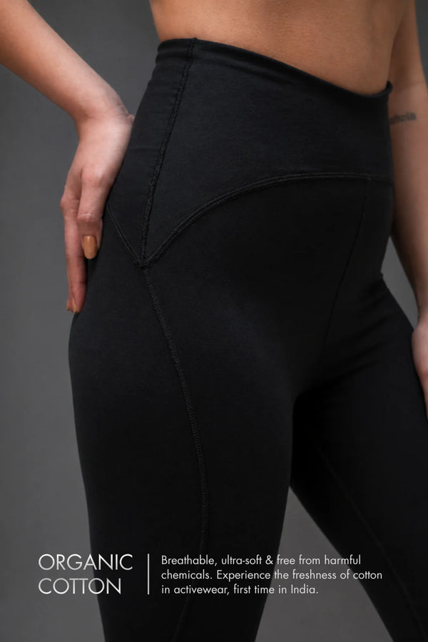 Organic Cotton Flared Training Leggings (Carbon Black)