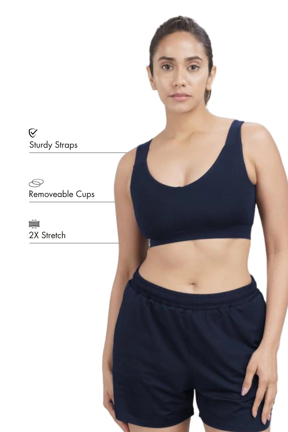 U-Neck Active Bra (Midnight Navy)